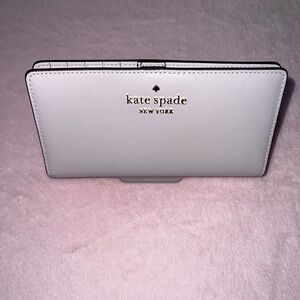 NWT Kate Spade Staci Large Slim Bifold Wallet Saffiano Leather Lilac Moonlight